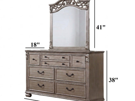 Dresser And Mirror - Antique Silver