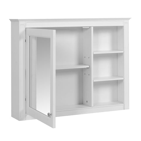 Wall Mounted Medicine Cabinet With Mirror, Adjustable Shelf - White