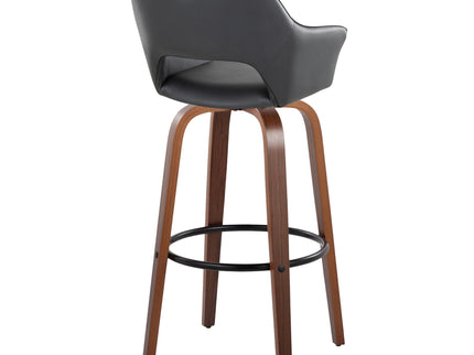 Mustang - Contemporary Fixed Height Barstool With Swivel & Round Footrest (Set of 2)