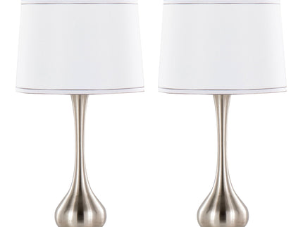 Cairo - Contemporary Table Lamp (Set of 2) - Nickel / White / Silver Trim