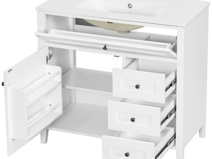 Bathroom Vanity With Sink, Cabinet With 3 Drawers And Adjustable Shelf
