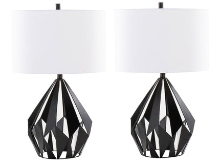 Geo - Me Tri Contemporary Table Lamp (Set of 2) - Matte Black / White