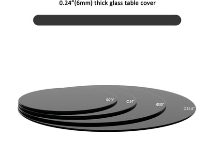 36" Round Tempered Glass Table Top Black Glass 1 / 4" Thick Round Polished Edge - Black
