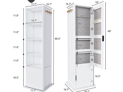 360° Rotating Makeup Cabinet With Full Length Mirror