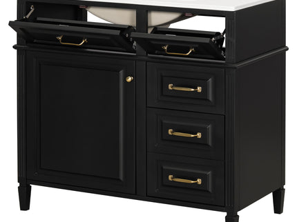 Modern Bathroom Vanity With Sink Top, Flip Drawer Design