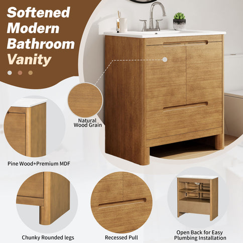 Softened Modern Bathroom Vanity With Sink