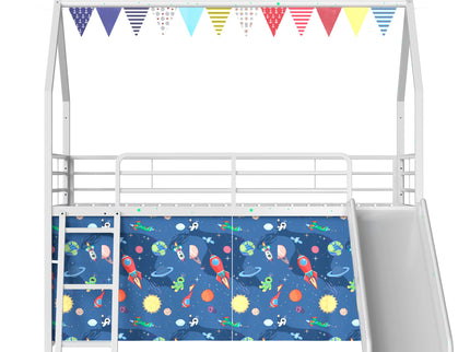 Jack - House Loft Bed With Slide And Curtain Set