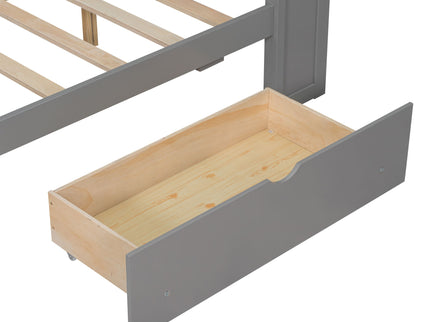 Platform Bed With Upholstered Headboard, Storage Shelves, Drawers, Charging Station, LED Lighting, Built In Desk