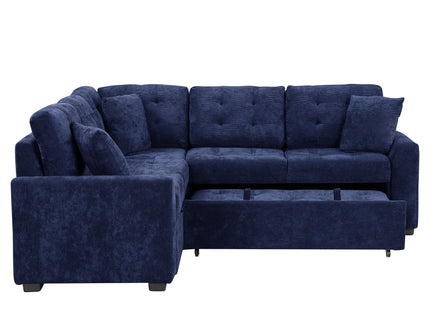 L-Shape Sofa Bed Pull-Out Sleeper Sofa With Wheels, USB Ports, Power Sockets For Living Room