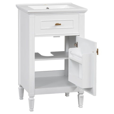 Bathroom Vanity With Sink, Adjustable Shelf, Tilt-Out Drawer