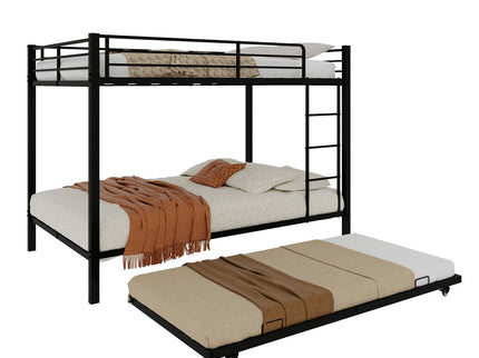 Bunk Bed For Kids, Convertible Frame With Ladders & Guardrail