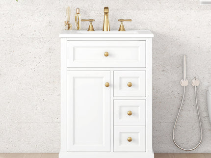 Modern Bathroom Vanity With Sink, 3 Drawers & Cabinet With 2 Tier Door Storage