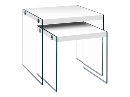 Accent Nesting Table Clear Tempered Glass For Living Room (Set of 2)