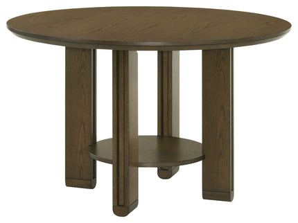 Crispin - 5 Piece Round Dining Table Set With Upholstered Chairs - Brown