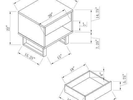 1 Drawer End Table With U-Shaped Legs - White