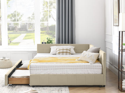 Upholstered Storage Tufted Bed Frame With Backrest And Armrests