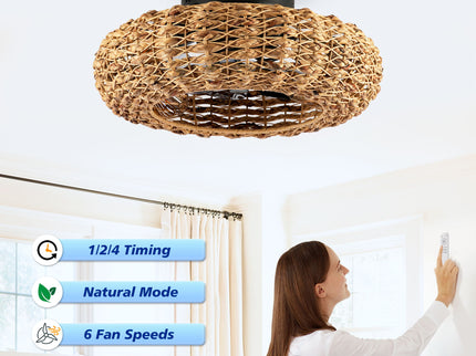 Ceiling Fan With Remote Control, 6 Speed, DC Motor Reversible Ceiling Fan For Living Room - Matte Black