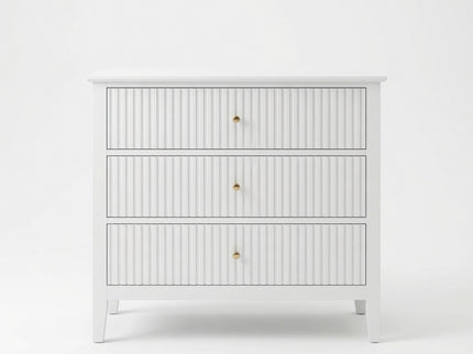 3 Drawer Nightstand, Wide With Soft Close Slides - White