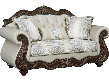 Pierce - Loveseat With 3 Pillows - Beige / Cherry
