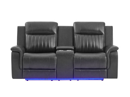 Ian - Power Reclining Sofa With LED Lighting, Surround Sound & Subwoofer - Charcoal