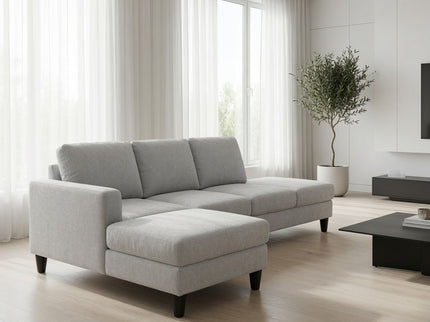 2 Piece L - Shaped Left Chaise Sectional Sofa With Ottoman, Living Room Furniture - White / Gray