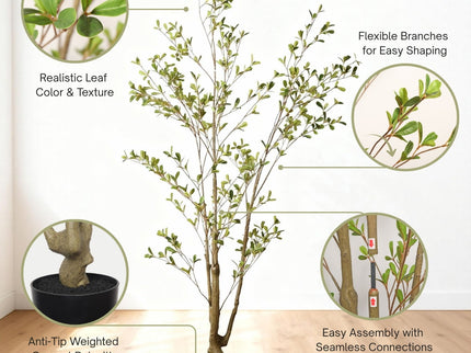 Lifelike Artificial Olive Tree With Plastic Pot For Home Living Room Decor - Green Leaves
