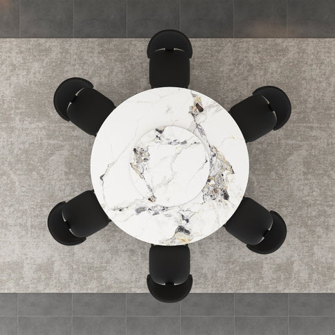 Round Dining Table & 6 Chairs Set - Silver