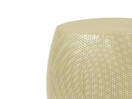 Modern Round Metal Hollow Side Table Set With Openwork Design - Gold