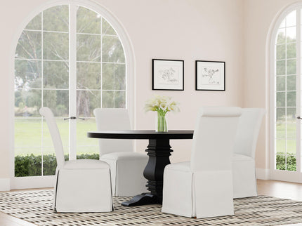 Allende - Round Dining Pedestal Table With Carved Base - Black