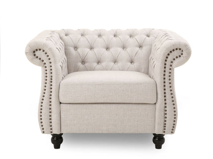 Nexuson - Upholstered Chesterfield Chair With Deep Tufted And Nailhead Trim