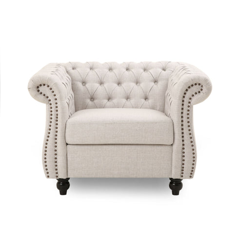 Nexuson - Upholstered Chesterfield Chair With Deep Tufted And Nailhead Trim