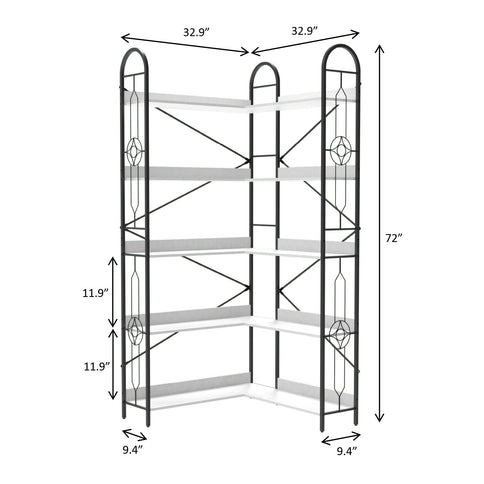 Industrial Style Corner Bookshelf With Thickened Iron Frame