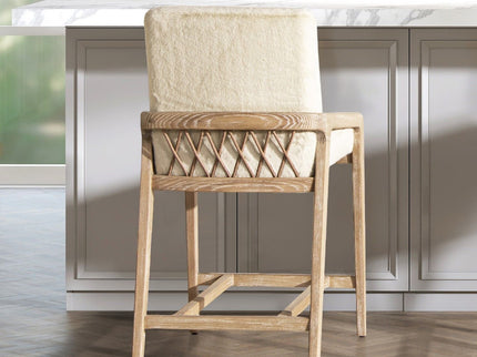 Arizona - Solid Ash Upholstered Counter Stool With Rope Detail - Creme De La Creme White