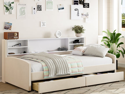 Luxurious Upholstered Platform Bed With Storage Drawers