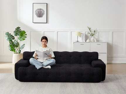 Cloud Series Minimalist Button Tufted Square Arm 3 Seater Sofa