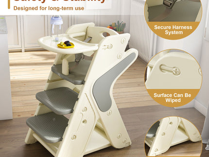 Multifunctional Growing Up Dining Chair With Adjustable Height And 5 Point Seat Belts