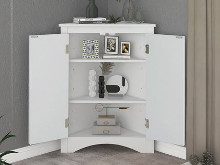 Triangle Bathroom Storage Cabinet With Adjustable Shelves, Freestanding Floor Cabinet For Home Kitchen