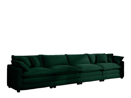 Modern Upholstered 4 Seater Fabric Sofa With Arm And Throw Pillows