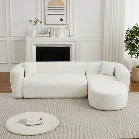 L - Shape Boneless Cloud Couch With 2 Throw Pillows For Living Room