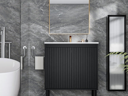 Bathroom Vanity With Ceramic Sink, Floor-Standing Design, Soft-Closing Drawers