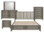 Dark Gray / 5 Pc. Bed, Nightstand, Chest, Dresser, Mirror / Queen