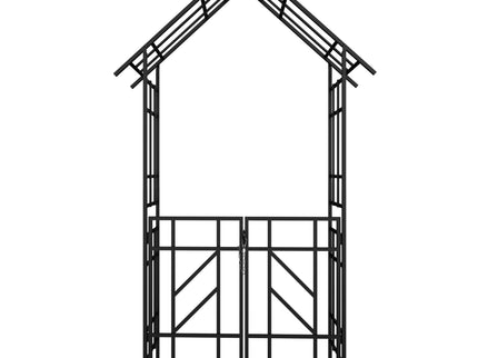 Garden Arch With Gate Climbing Plants Support Outdoor - Black