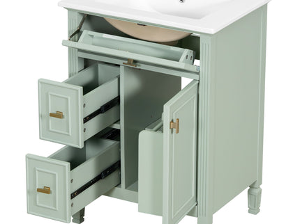 Modern Bathroom Vanity With Sink, Flip Drawer, 2 Drawers, Adjustable Shelf