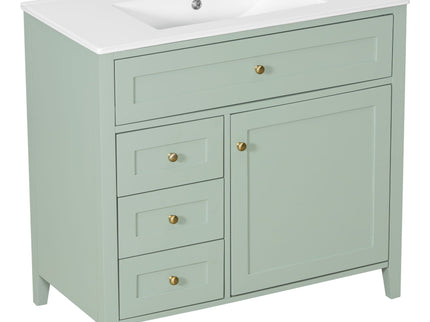 Bathroom Vanity With Sink, 3 Drawers & Cabinet With Adjustable Shelves