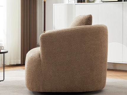 360° Swivel Barrel Sofa Chair With Throw Pillow, Upholstered Accent Chair
