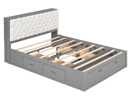Platform Bed With Storage Headboard, Shoe Rack And 4 Drawers