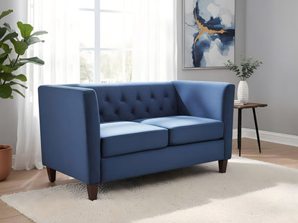Button Tufted Loveseat, 2 Seater With Square Arm Couch For Living Room