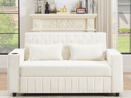 Pull-Out Sofa Bed Convertible Couch With Adjustable Backrest For Living Room