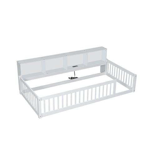 Floor Bed With Storage Cabinets And USB Ports