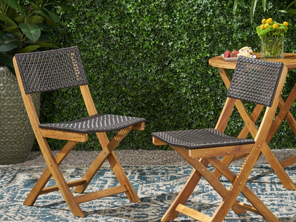 Bistro Foldable Chair With Wicker Backrest